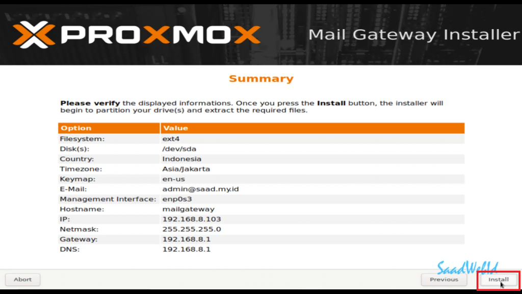 Cara Install Proxmox Mail Gateway 6