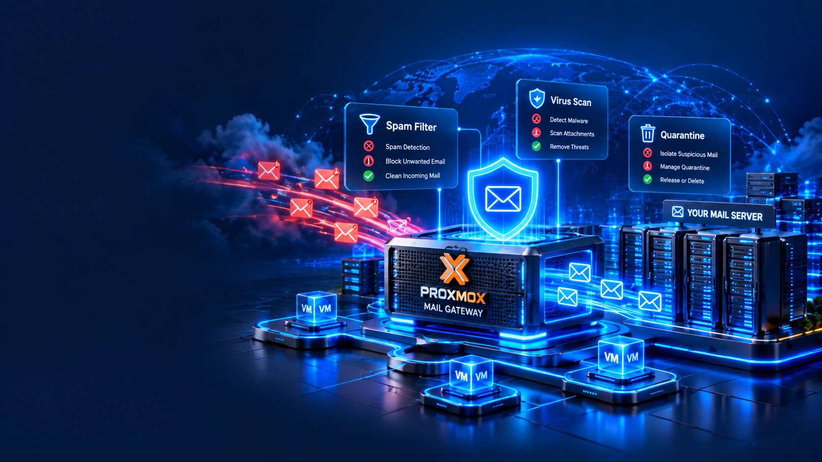 SaadWebId VPS Cloud infrastructure for Proxmox Mail Gateway with spam filtering, virus scanning, and email quarantine